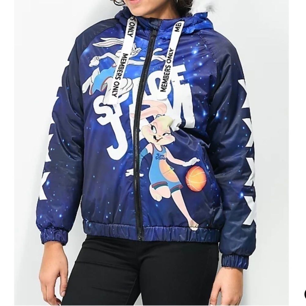 Members Only x Space Jam: A New Legacy Snorkel Bomber Puffer Jacket Medium
